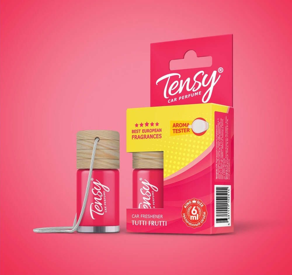 Ароматизатор "Tensy" подвесной бутылочка 6мл Тутти Фрутти (15шт/бл)