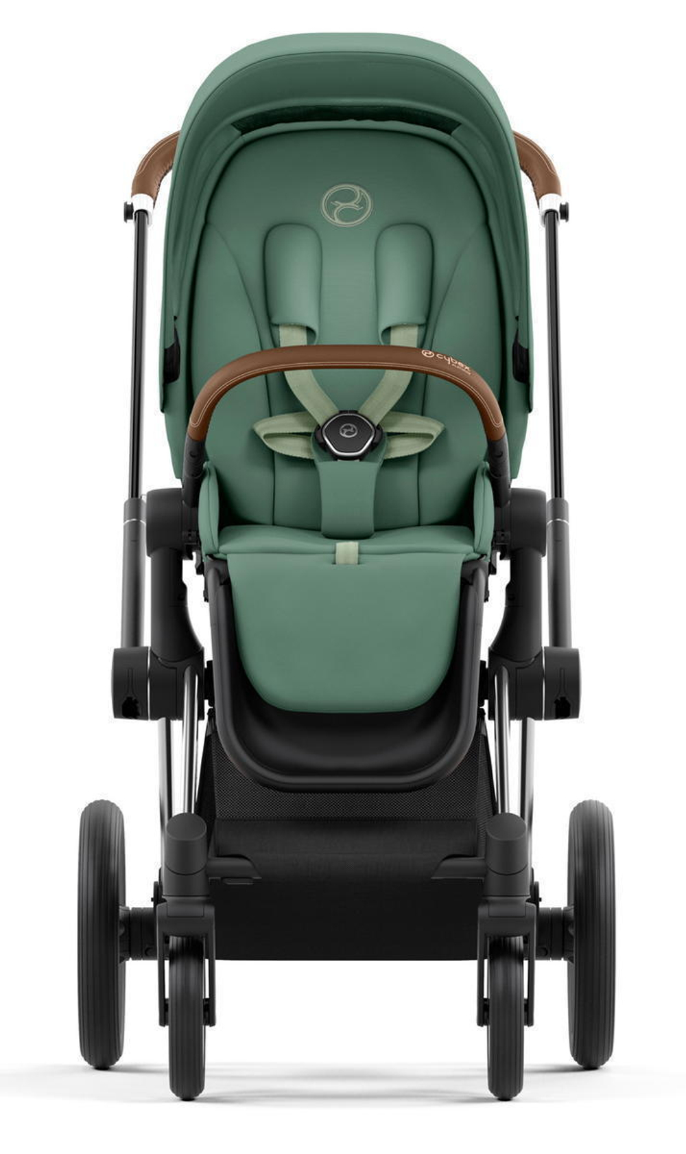 Коляска 3 в 1 Cybex Priam IV Chrome Brown complete и автокресло Aton S2 i-Size Lava Grey Leaf Green