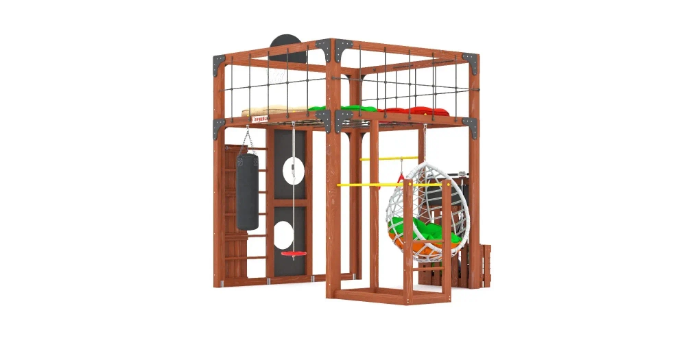 Детская площадка Савушка КУБ-1 (Махагон) с подушками и коконом