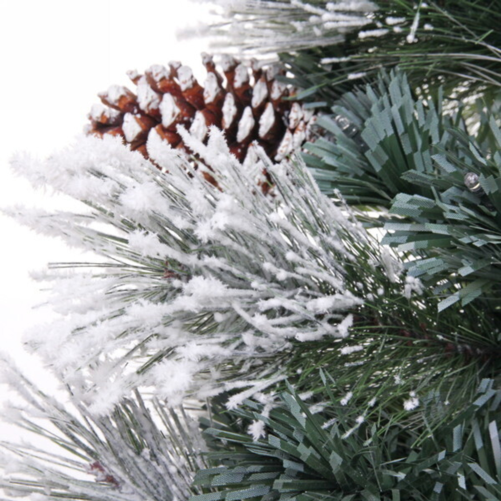 Ёлка светодиодная «Царская» 210 см,ПВХ+леска, шишки, белое напыление, Теплый белый (270 веток) (T2121-210)