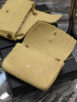 Saint Laurent Kate Medium Supple Chain Bag in Raffia 28 cm