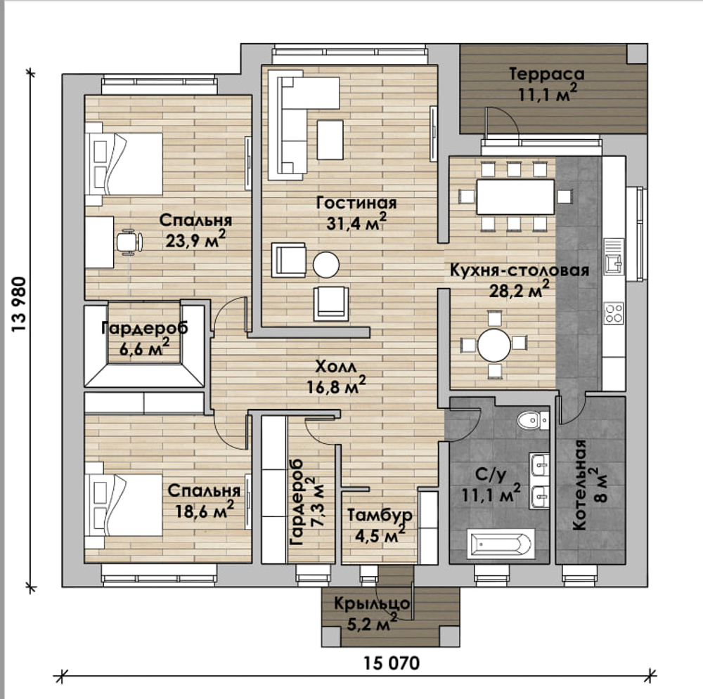 Проект Дома 172 кв. м К-55