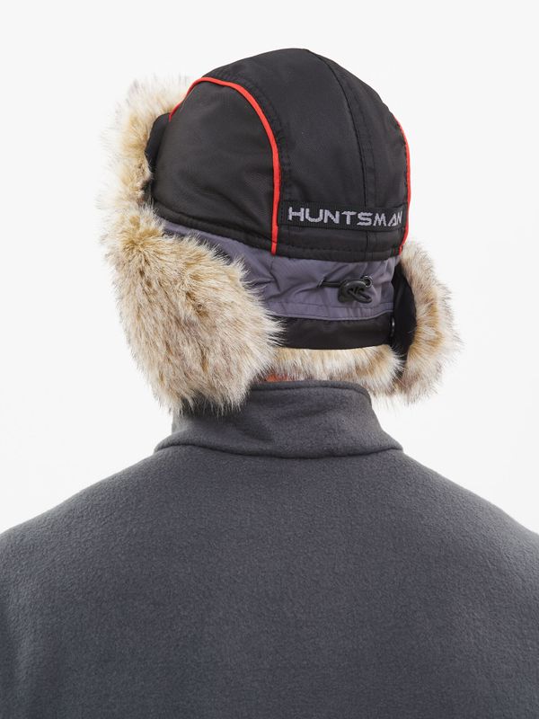 Шапка ушанка зимняя Siberia ткань Breathable цвет Серый/Черный иск. мех Волк