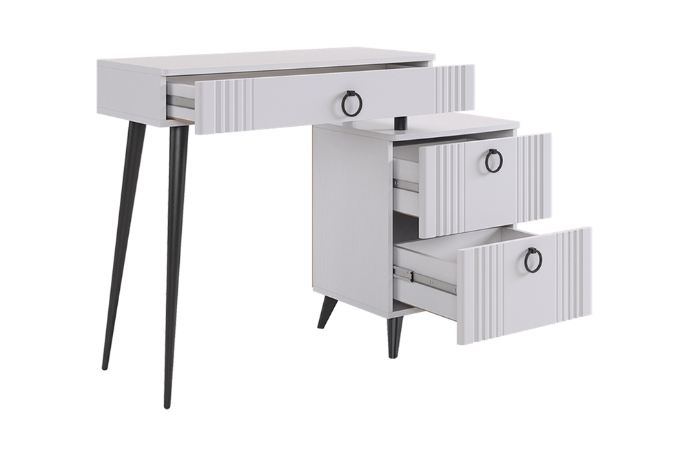 Туалетный столик "Ева" без зеркала (белое дерево/белый матовый) 1100*428*756