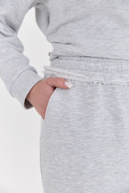 Брюки широкие из футера, серый