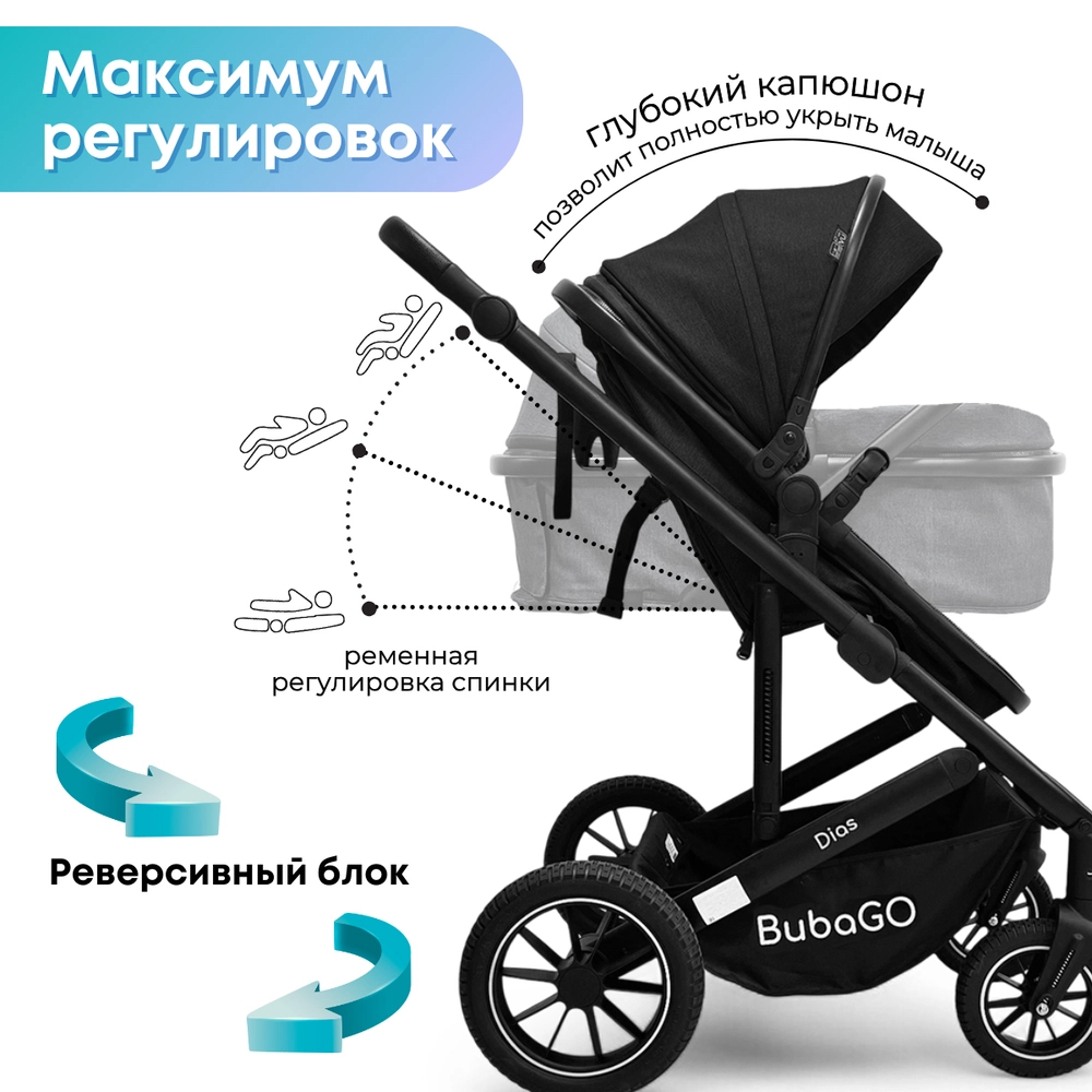 Коляска трансформер 3в1 Bubago Dias черный