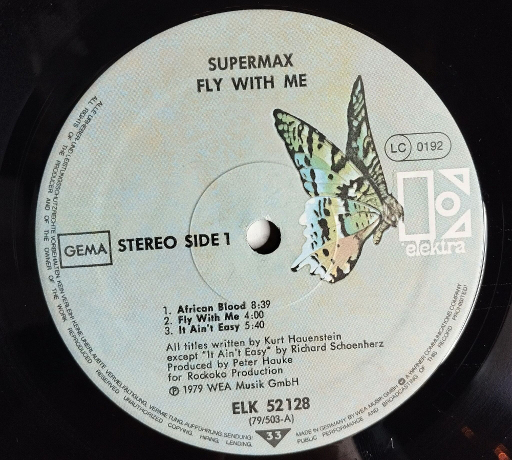 Винтажная виниловая пластинка LP Supermax Fly With Me (Germany 1979) Reggae Fever