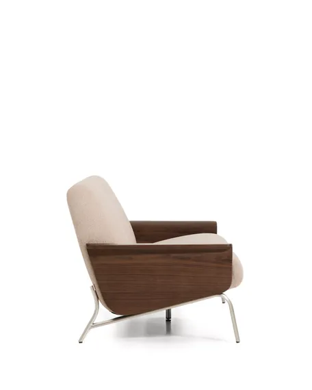 3-местный диван Amsen светло-коричневый с подлокотниками из шпона ореха