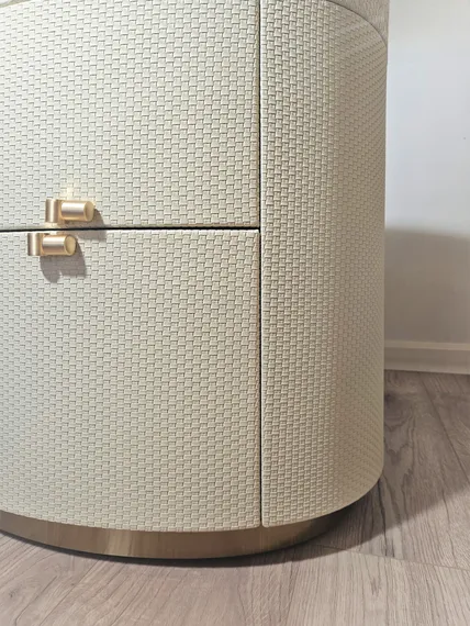 Тумба прикроватная 4576 с двумя ящиками, экокожа слоновая кость