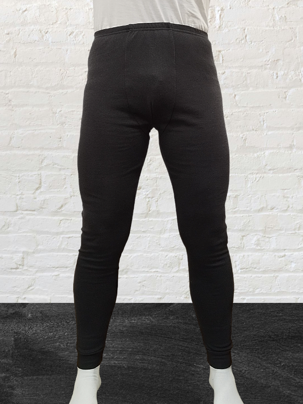 3220 Кальсоны мужские рибана с начесом черный (56)