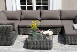 "Лунго" трансформирующаяся лаунж-зона из искусственного ротанга, цвет графит