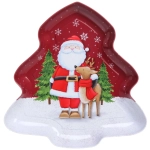 Поднос жестяной «Ёлочка» 25,8*15см Дед Мороз с оленем