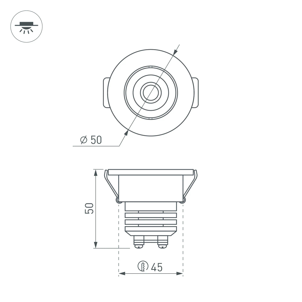 Светодиодный светильник LTM-R50WH 5W Warm White 25deg (Arlight, IP40 Металл, 3 года) 020756