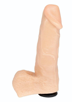 Телесная насадка в виде фаллоса с отверстием под плуг - 17 см. (Цвет: телесный)