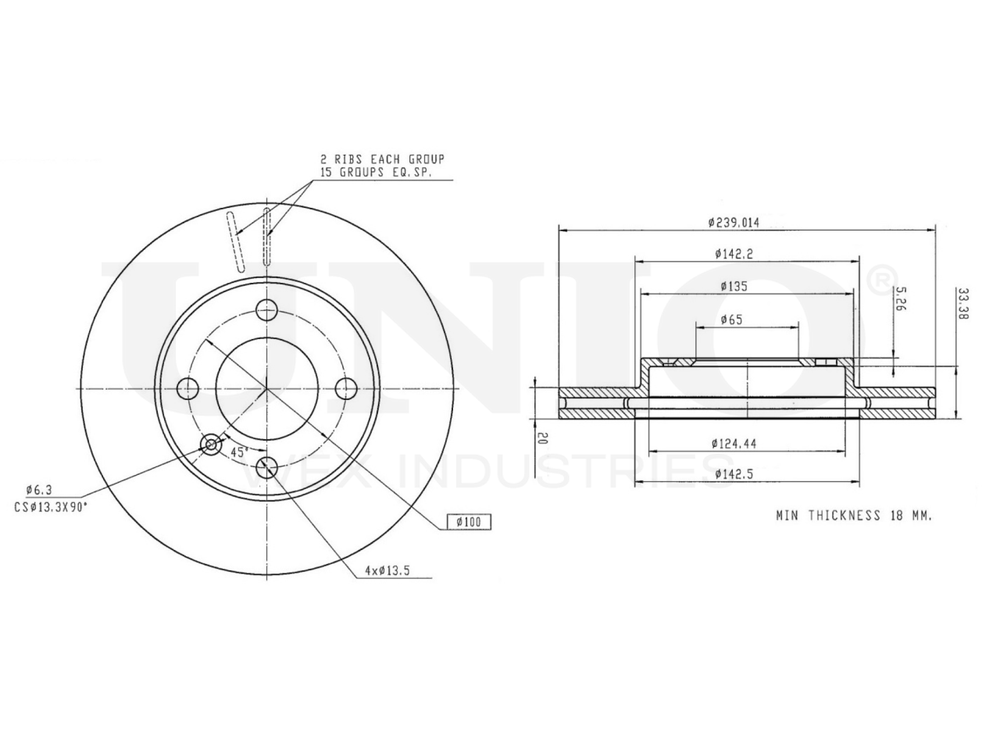 Диск тормозной передний UNIO BRD-20369