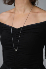 Колье маленькое серебряное сердце на серебряной цепочке с бегунком