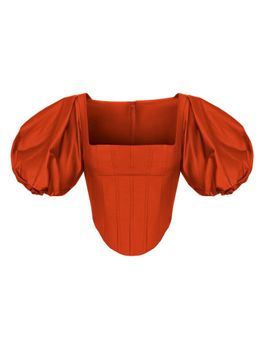 Шелковый топ с объемными рукавами