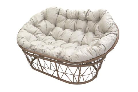 Диван Garden story Мамасан ротанг искусственный 1 уп (корзина бежевая+подушка бежевая+подставка беж) (В)