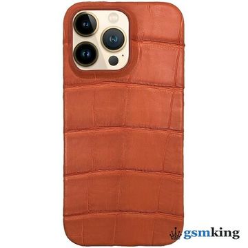 Leather Case for iPhone 13 Pro Croco Orange (Оранжевый крокодил)