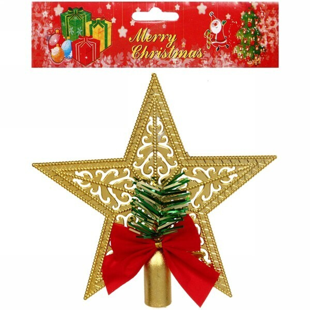 Звезда на ёлку 14 см «Звезда с бантом» Золото