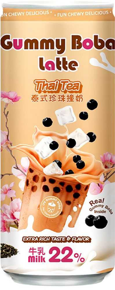 Газированный напиток O&#39;s Bubble Gummy Boba Latte Thai Tea &quot;Тайский Чай&quot; 0.47 - банка