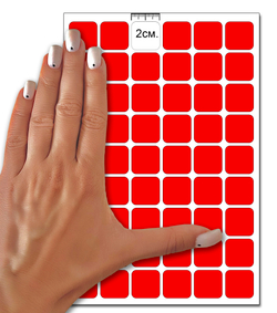 Красные виниловые наклейки для маркировки Policomprint М2, 20х20 мм.