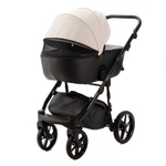 Детская универсальная коляска Adamex NOLA Deluxe 2 в 1 N-SD110 (Светло-бежевая экокожа, Черная экокожа)