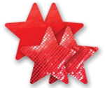 Комплект из 1 пары красных пэстис-звездочек с блестками и 1 пары красных пэстис-звездочек с гладкой поверхностью