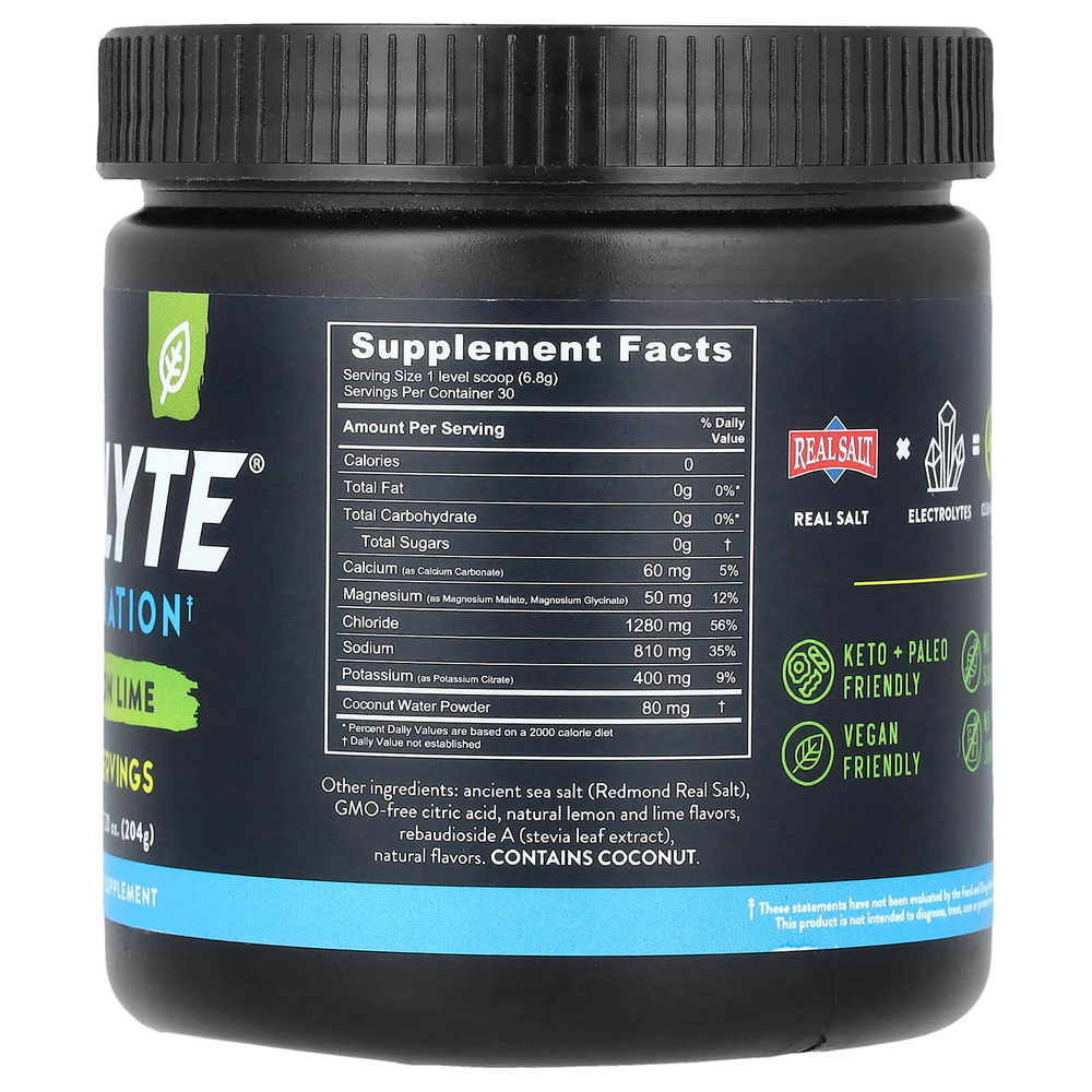 Redmond Trading Company, Re-Lyte® Hydration, лимон и лайм, 204 г (7,20 унции)
