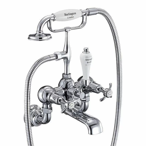 Смеситель для ванны Burlington Regent ANR17A-QT хром/ручки белые