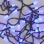 Электрогирлянда LED одноцвет.синяя 100 ламп, 9 м, 4р.м., черный провод, в конце розетка