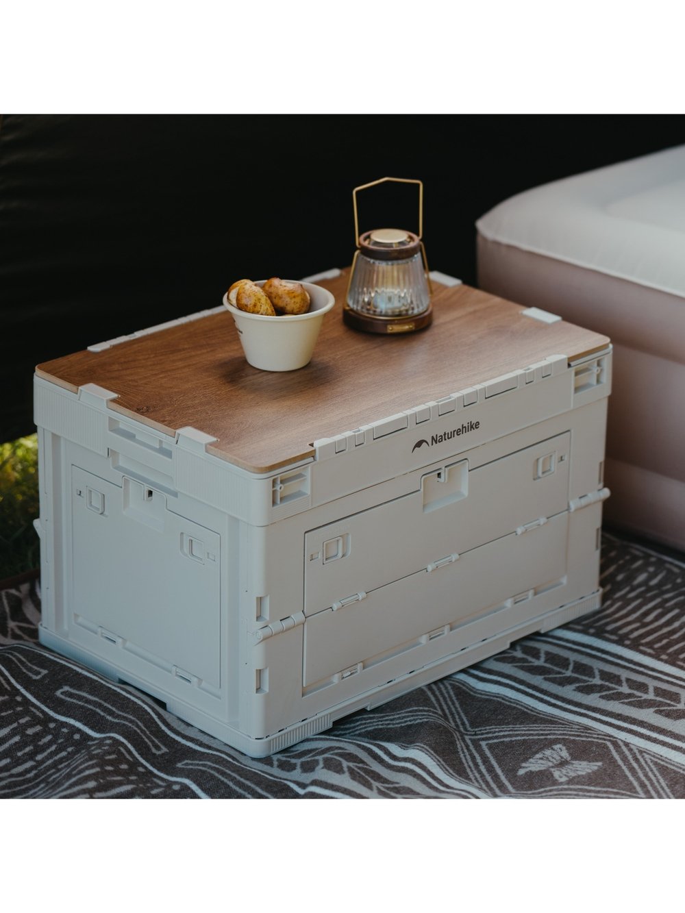 Ящик туристический Naturehike 52 л, трансформер, со столешницей, бежевый