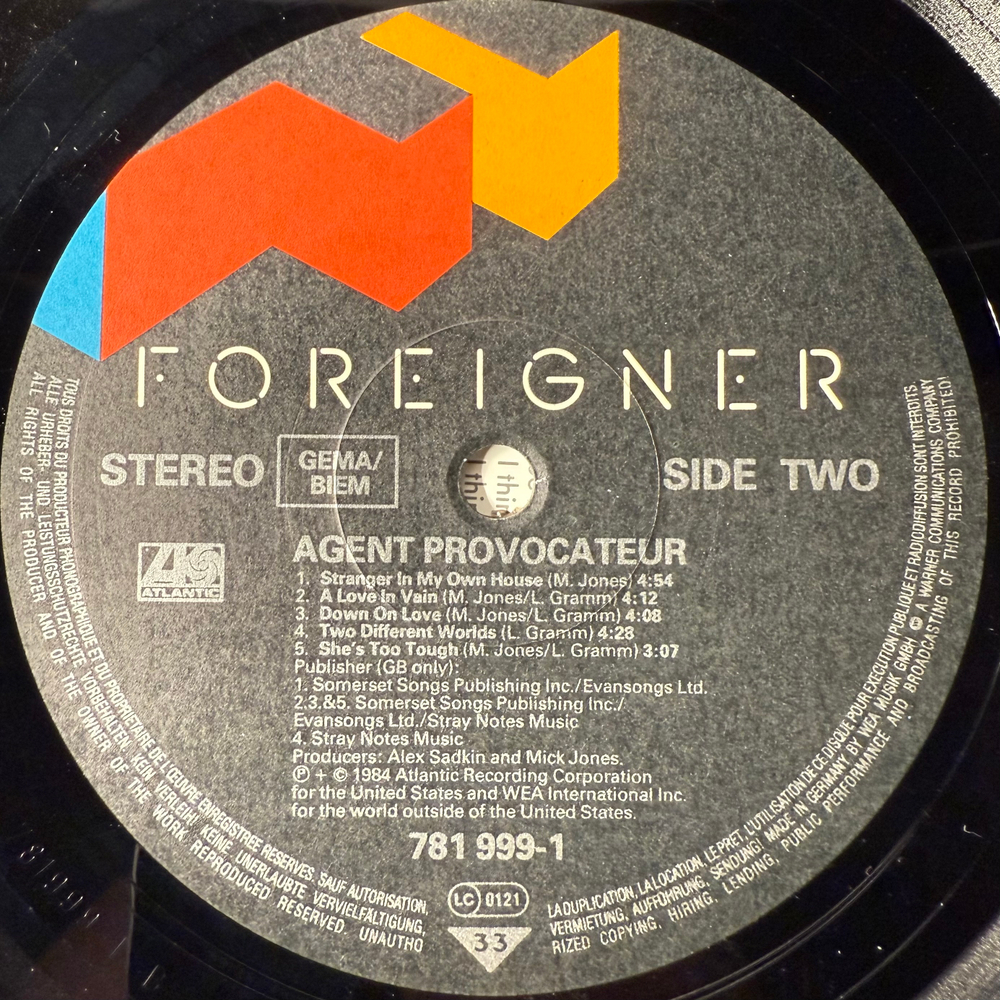 Foreigner - Agent Provocateur (Германия 1984г.)