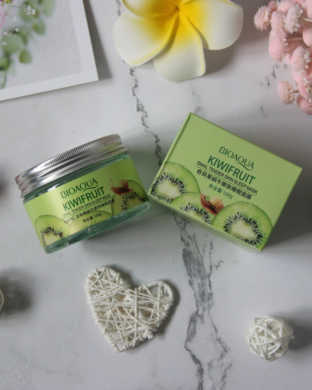 Ночная маска для лица с киви и муцином улитки, 120г