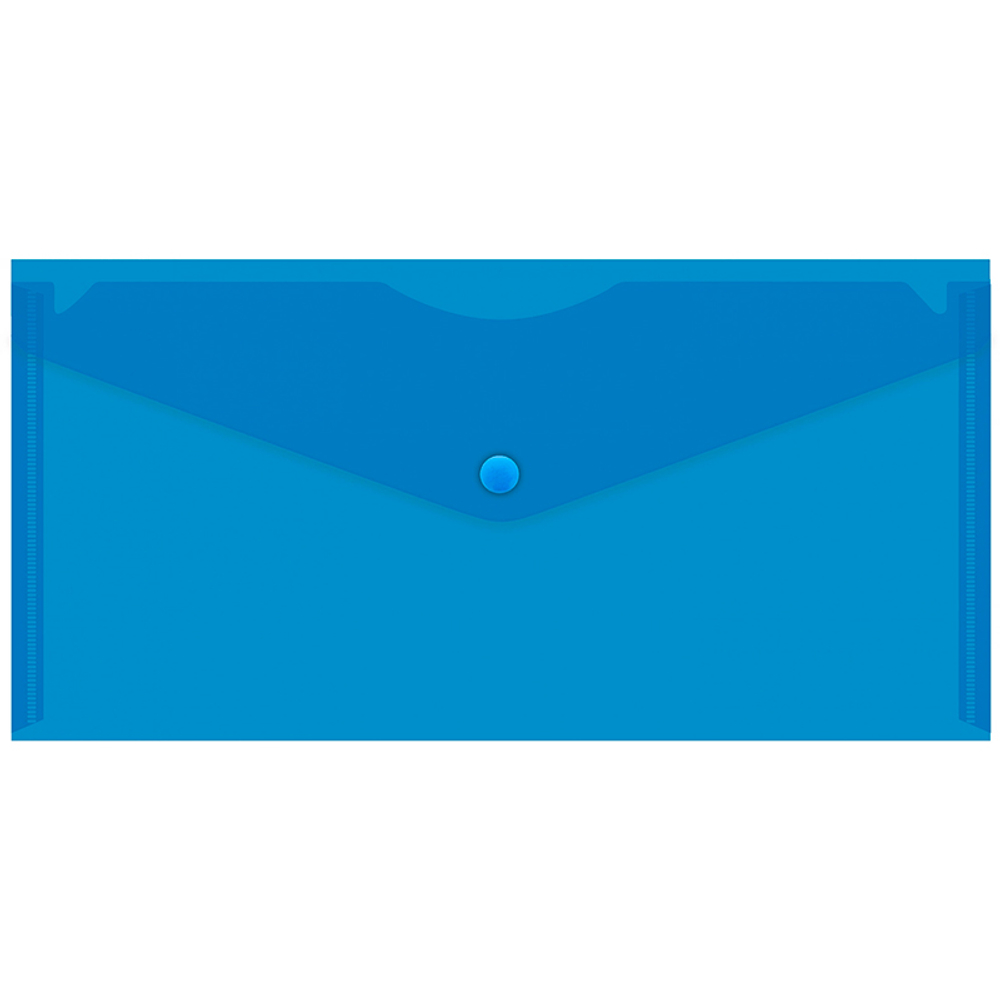 Папка-конверт на кнопке Бюрократ TRAVEL, С6, 180 мкм, прозрачная, синяя