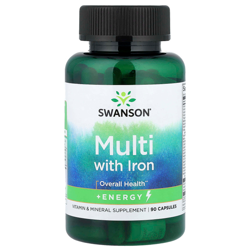 Swanson, Мультивитамины с железом, 90 капсул