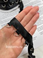 Лента черная с серебристыми металлическими петлями крючками корсетная