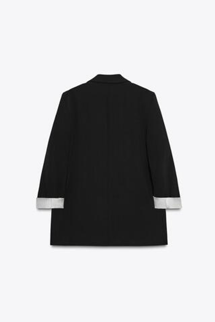 ZARA БЛЕЙЗЕР С МАНЖЕТАМИ С ПРИНТОМ, ЧЕРНЫЙ