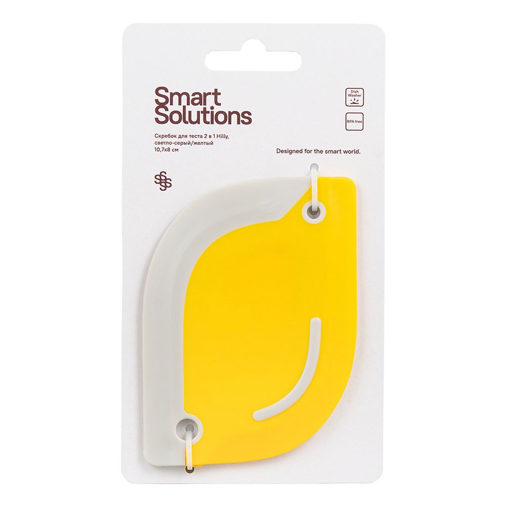 Скребок для теста 2 в 1 Hilly, 10,7х8 см, светло-серый/желтый