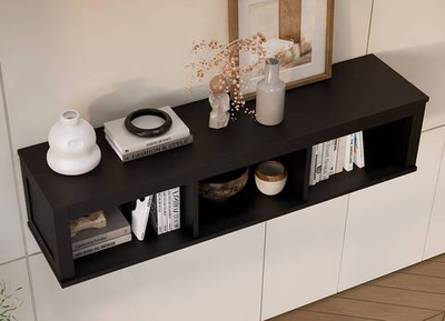 Полка навесная с 3 секциями Хемнэс/Кымор, 183х34х37см, черный