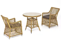 "Эспрессо-80 L" обеденная группа плетеная, цвет соломенный
