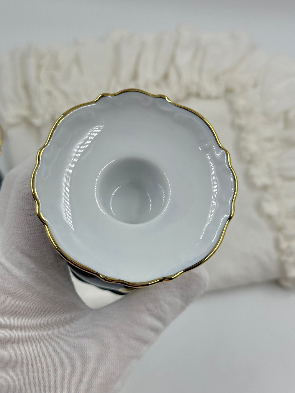 Подсвечник кобальтовый с золотыми розами