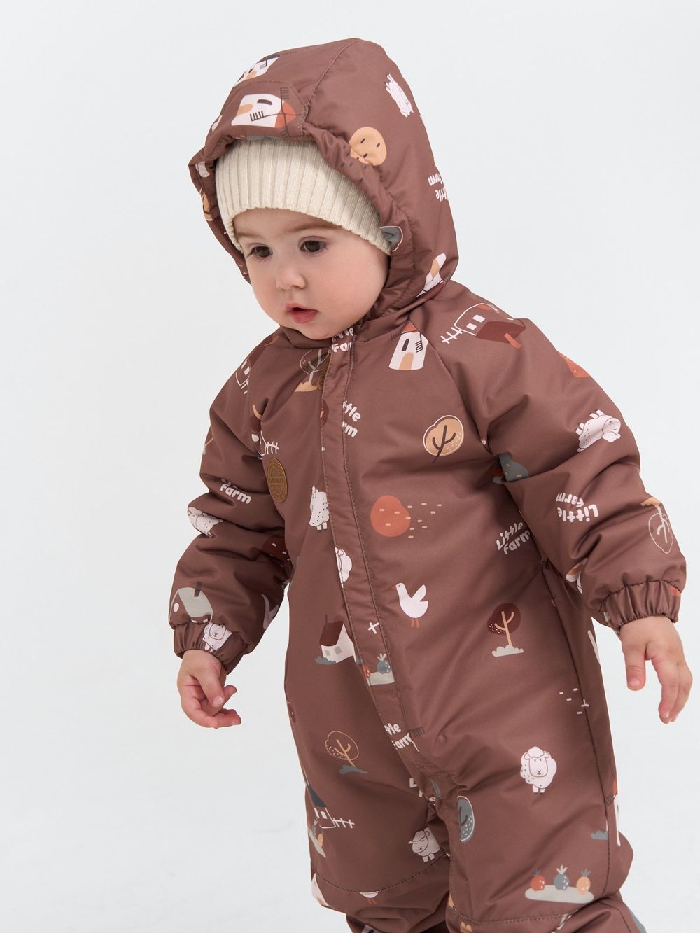 Комбинезон демисезонный "Ферма/Каштан" 0+