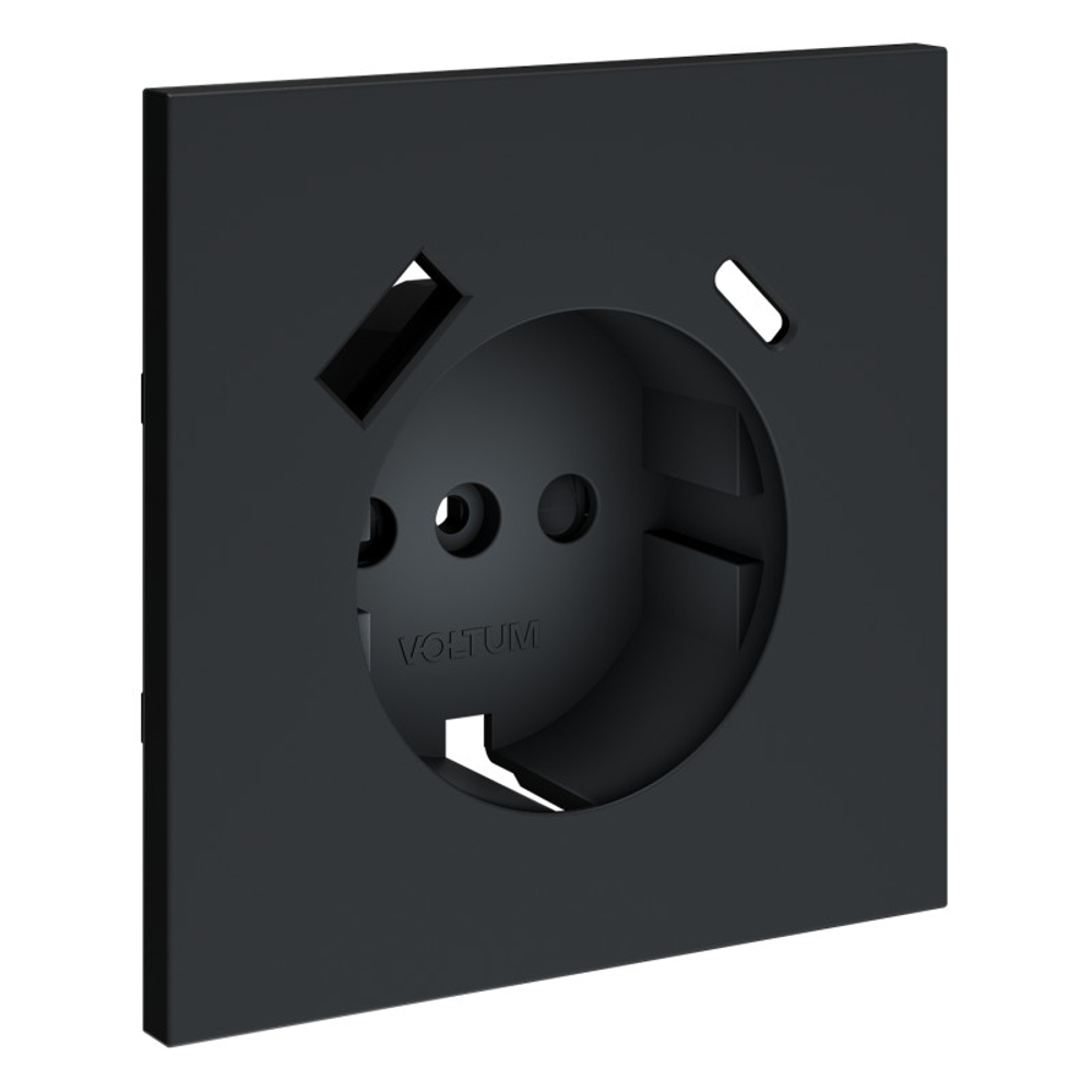 Накладка для розетки с заземлением и защитными шторками, с USB A+C, S70 (графит)
