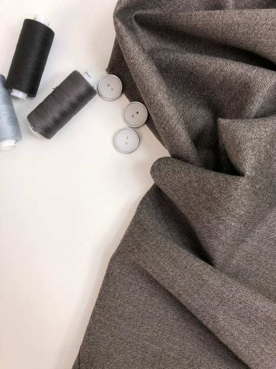 Костюмная шерсть, серо-бежевая, эластан NB019