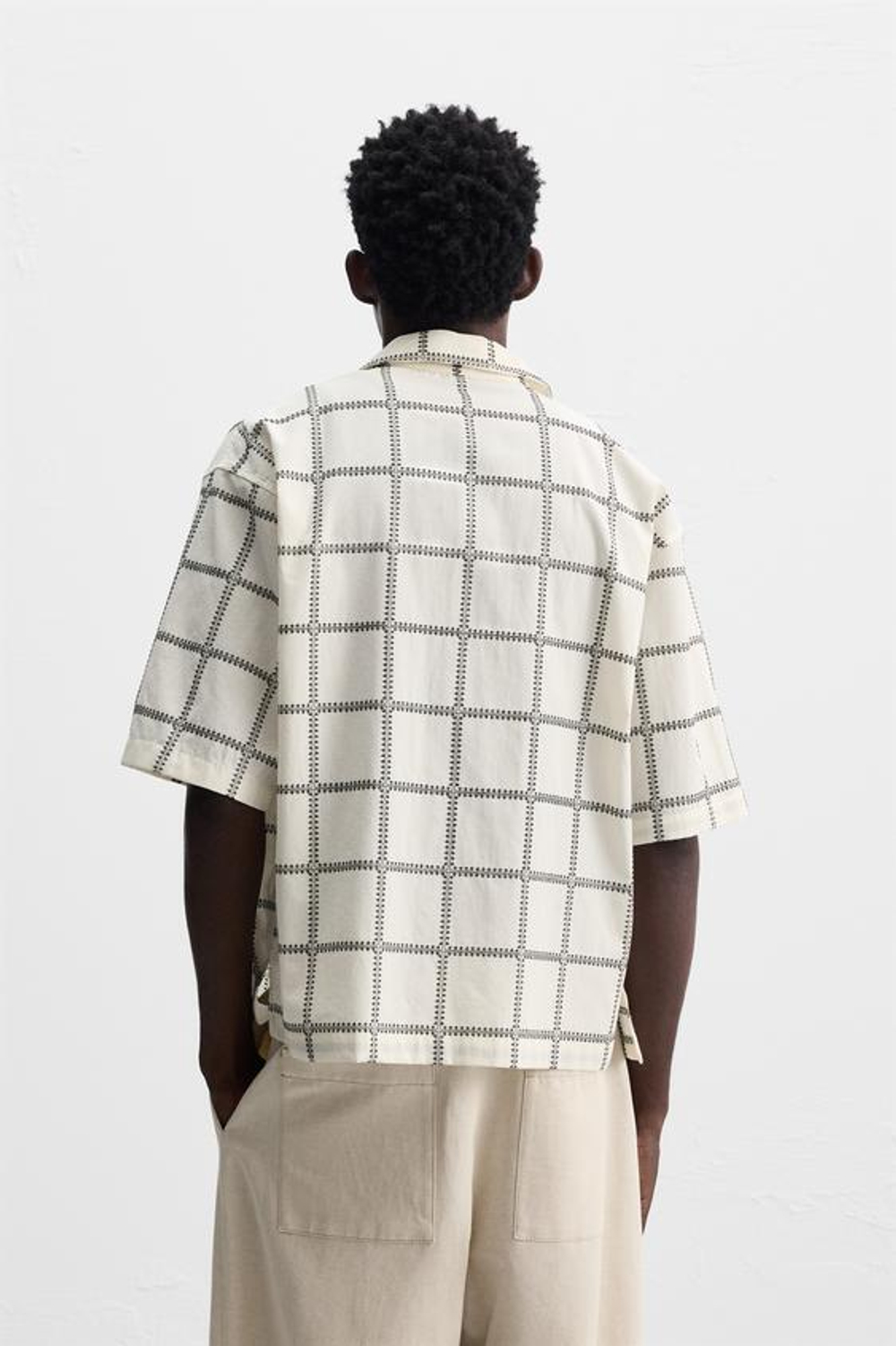 ZARA РУБАШКА В КЛЕТКУ С ВЫШИВКОЙ, КОРИЧНЕВЫЙ