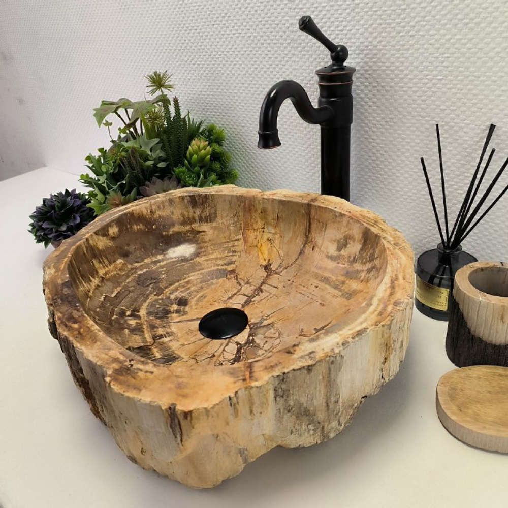 Раковина из окаменелого дерева OD-62104 49*42*15 0088