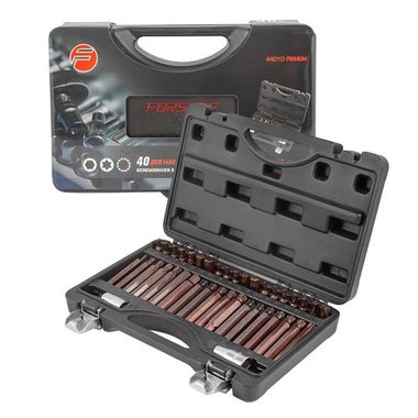 Набор бит с битодержателями ''Premium'', 40пр. (10мм)(75/30мм: T20-T55,H4-H12,M5-M12) в пластиковом кейсе Forsage F-4401D