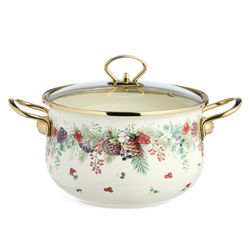 КАСТРЮЛЯ ЭМАЛИРОВАННАЯ AGNESS СО СТЕКЛЯННОЙ КРЫШКОЙ СЕРИЯ "CELEBRATION", 3.6 Л, 22*13 СМ