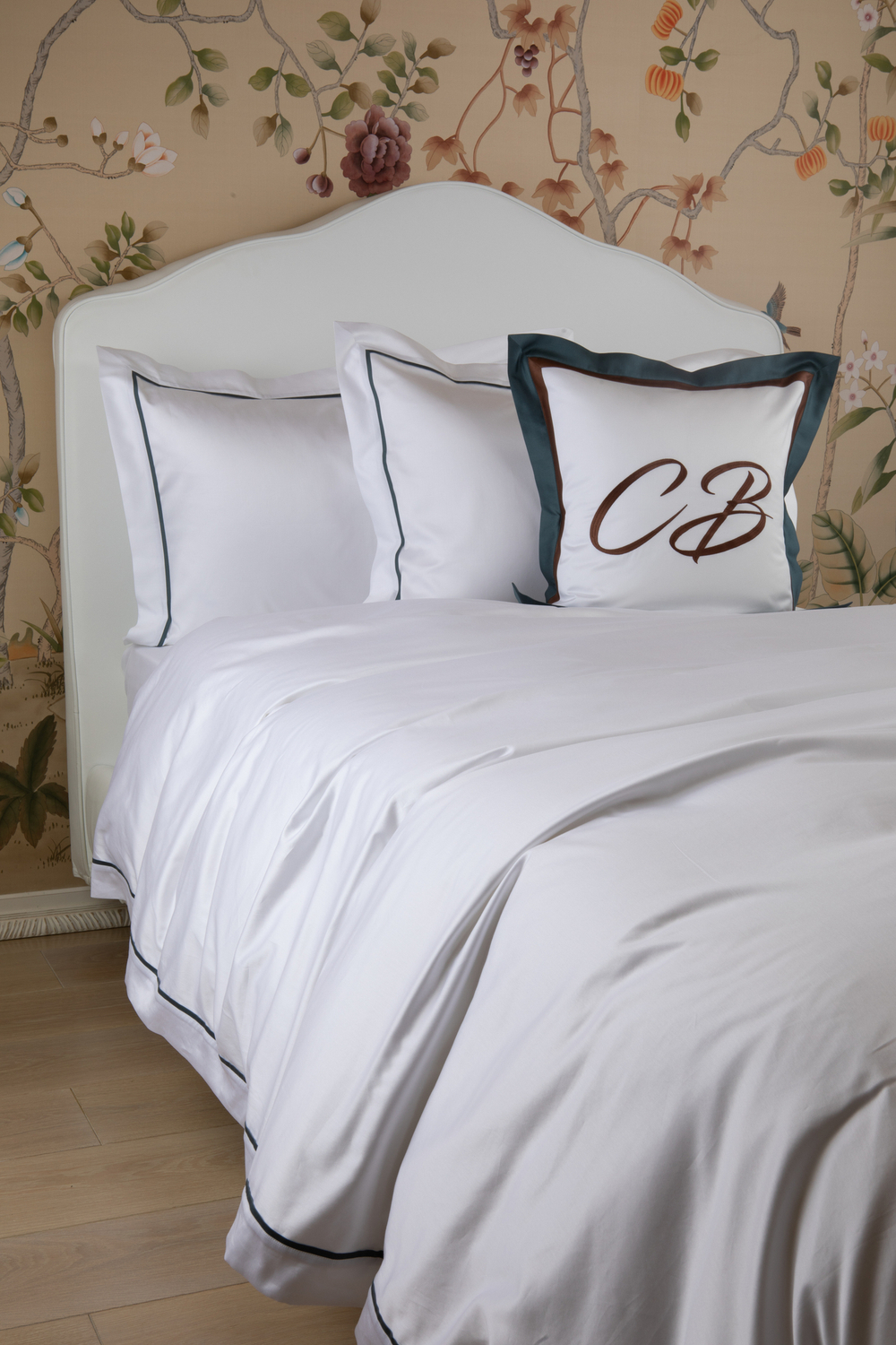 Постельное белье 2 спальное евро макси Сlaire Batiste Rhone Smeraldo белое